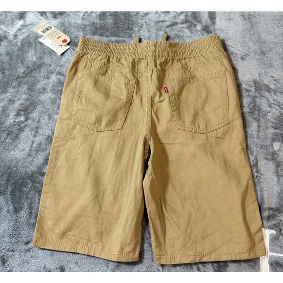 NWT Levi’s Slim Fit Short Size XL 13-15 10” Inseam Khaki Pockets Elastic Tie Boy - Picture 2 of 7